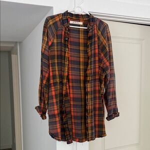 Free People Plaid Button-Up Flannel Shirt